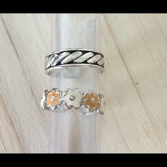 Lot 2 silver toe rings flower - Picture 5 of 6